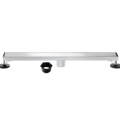 Clearance 48" Stainless Steel Linear Shower Drain with Tile Insert & Flat Grate in Chrome Shower Drains