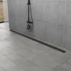 Clearance 48" Stainless Steel Linear Shower Drain with Tile Insert & Flat Grate in Matte Black Shower Drains