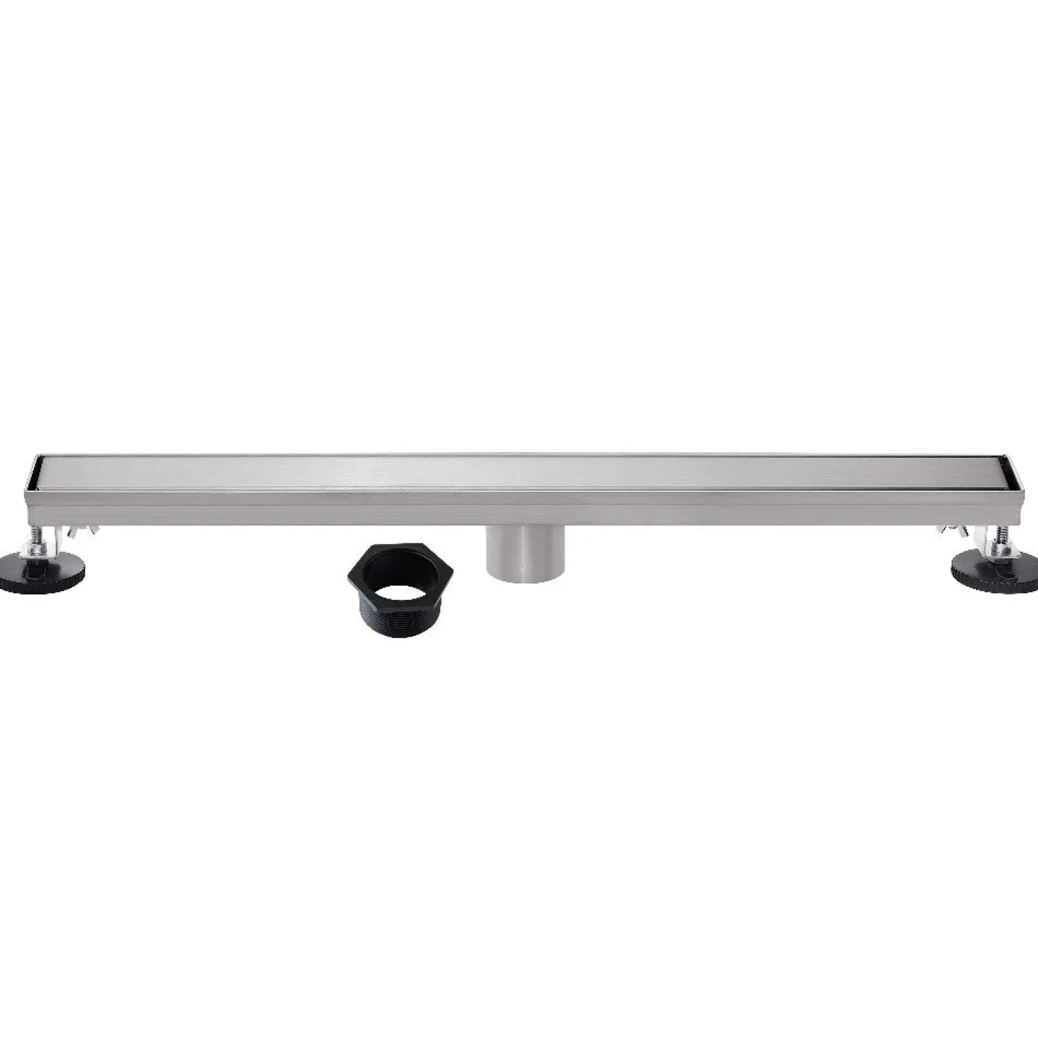 Clearance 32" Stainless Steel Linear Shower Drain with Tile Insert & Flat Grate in Brushed Nickel Shower Drains