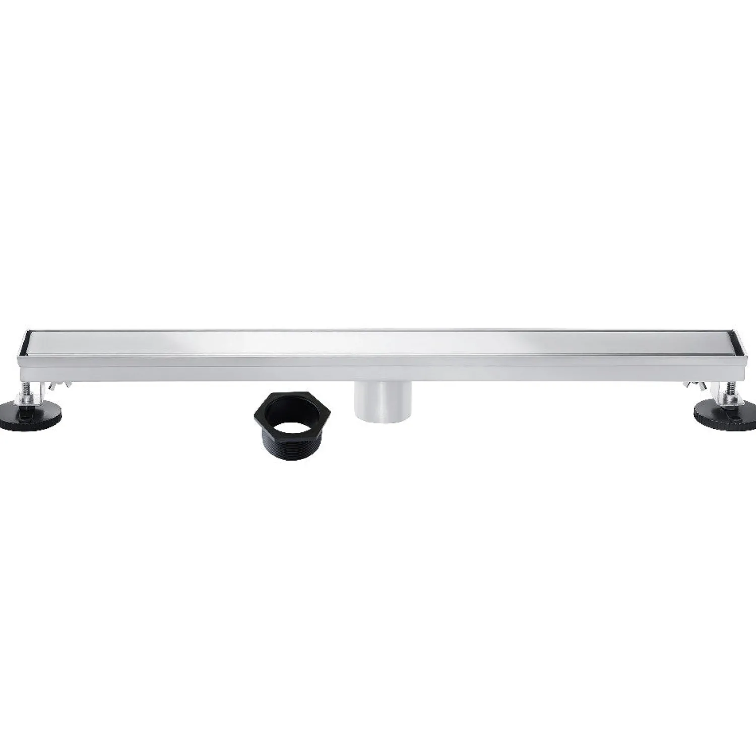 Outlet 28" Stainless Steel Linear Shower Drain with Tile Insert & Flat Grate in Chrome Shower Drains