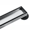 Online 24" Stainless Steel Linear Shower Drain with Tile Insert & Flat Grate in Brushed Nickel Shower Drains