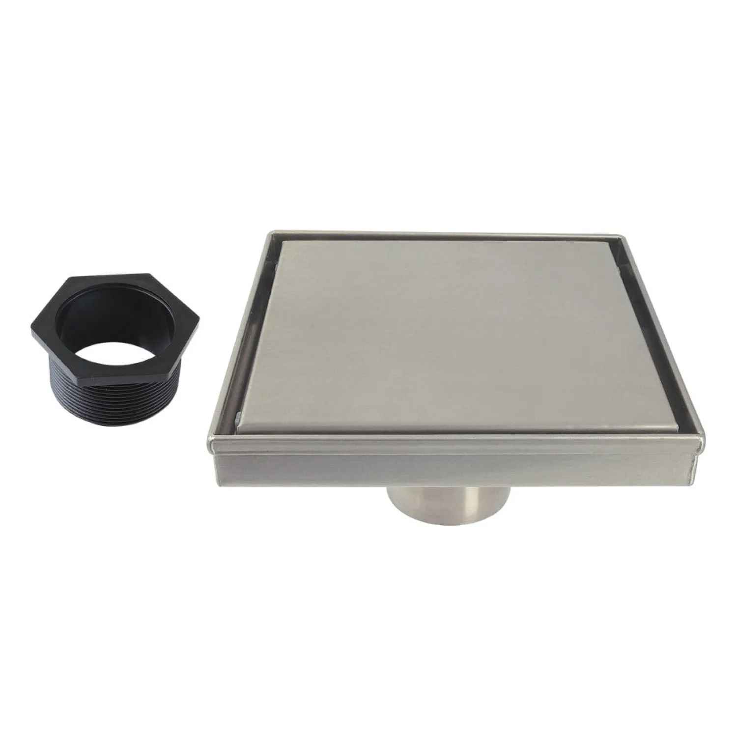 Outlet 6" Stainless Steel Square Shower Drain in Brushed Nickel Shower Drains