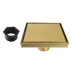 Sale 6" Stainless Steel Square Shower Drain in Brushed Brass Shower Drains