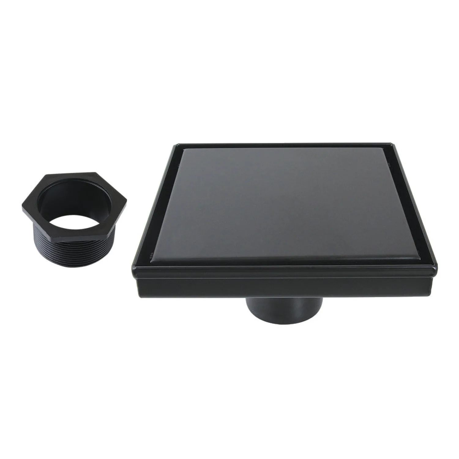 Clearance 6" Stainless Steel Square Shower Drain in Matte Black Shower Drains