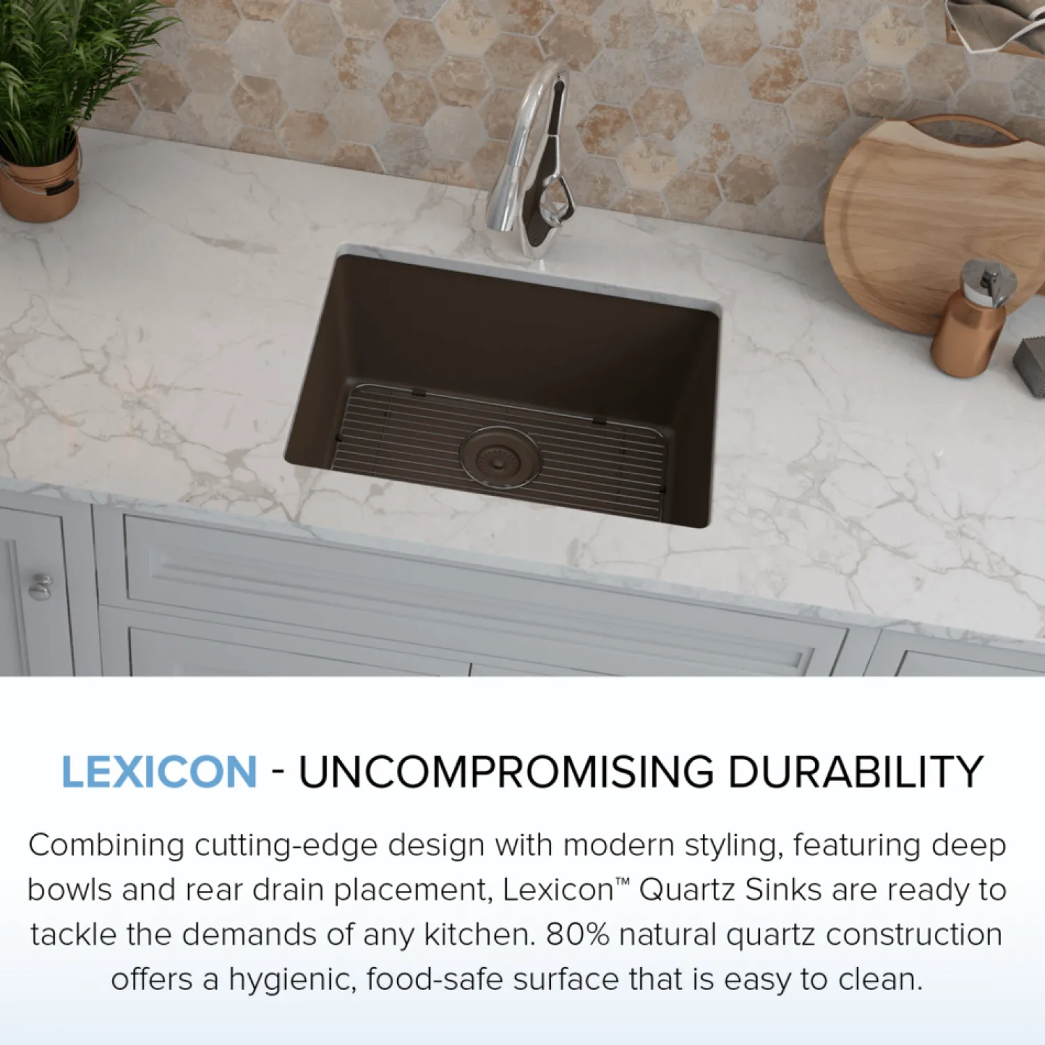 Standard Size Rectangle Quartz Composite Kitchen Sink Single Bowl Sinks|Undermount Sinks