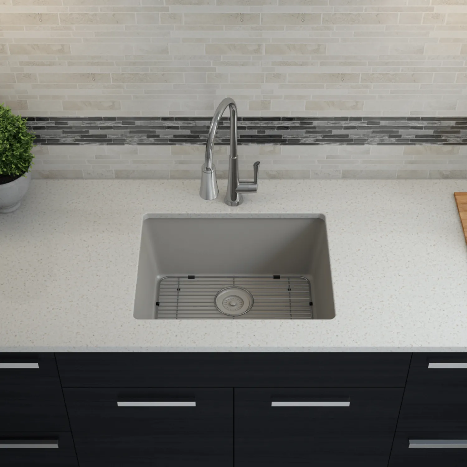 Standard Size Rectangle Quartz Composite Kitchen Sink Single Bowl Sinks|Undermount Sinks