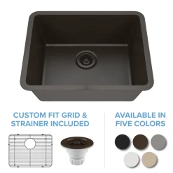 Standard Size Rectangle Quartz Composite Kitchen Sink Single Bowl Sinks|Undermount Sinks