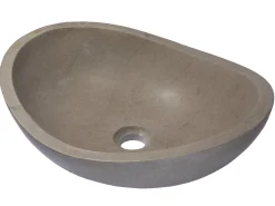 Hot Stone Canoe Sink in Honed Molly Grey Marble Above Counter / Vessel Sinks