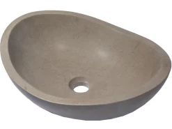 Hot Stone Canoe Sink in Honed Molly Grey Marble Above Counter / Vessel Sinks