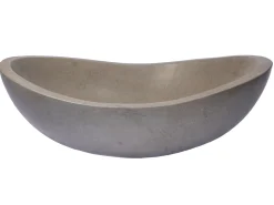 Hot Stone Canoe Sink in Honed Molly Grey Marble Above Counter / Vessel Sinks