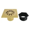Best Sunburst 4" Brass Square Grid Shower Drain with Flange and Hair Trap Shower Drains
