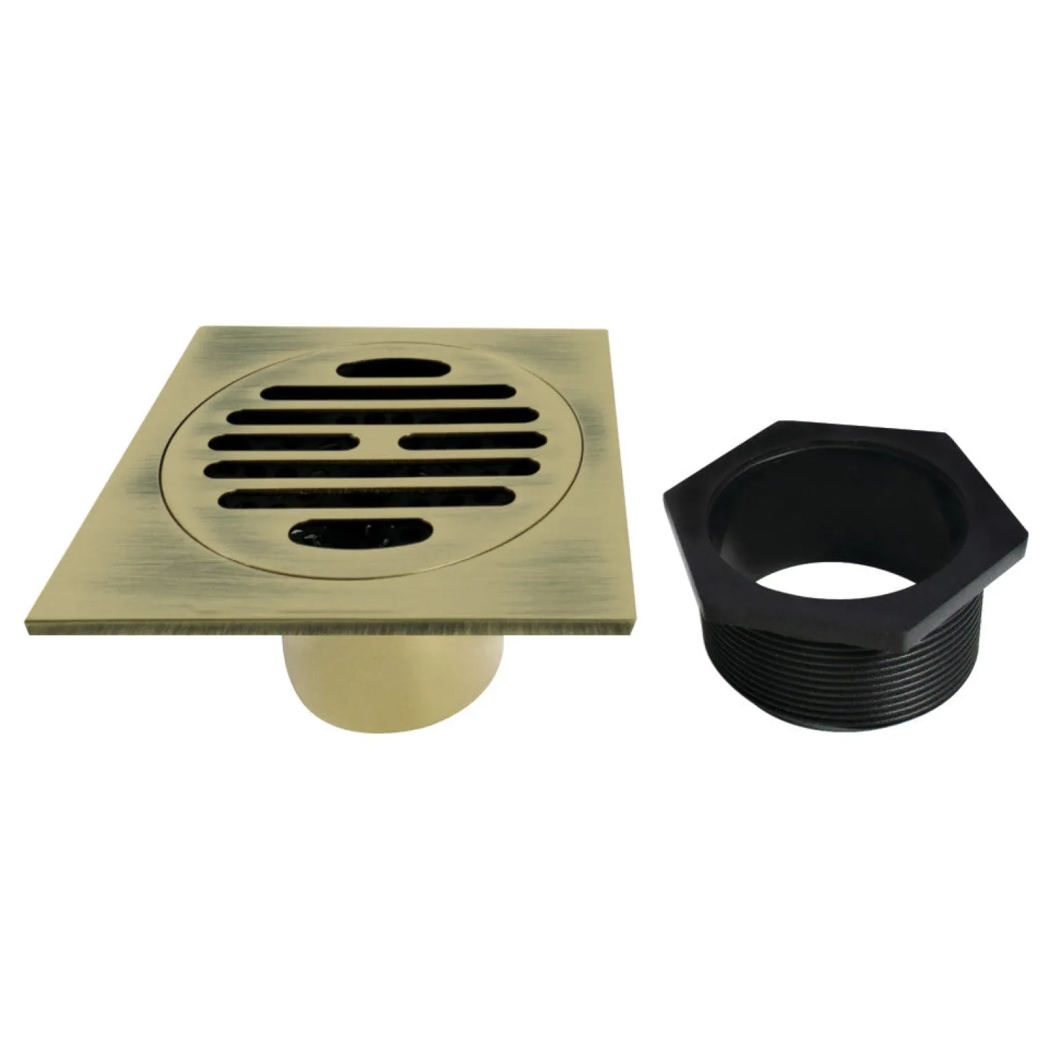 Best Symmetric 4" Brass Square Grid Shower Drain with Flange and Hair Trap Shower Drains