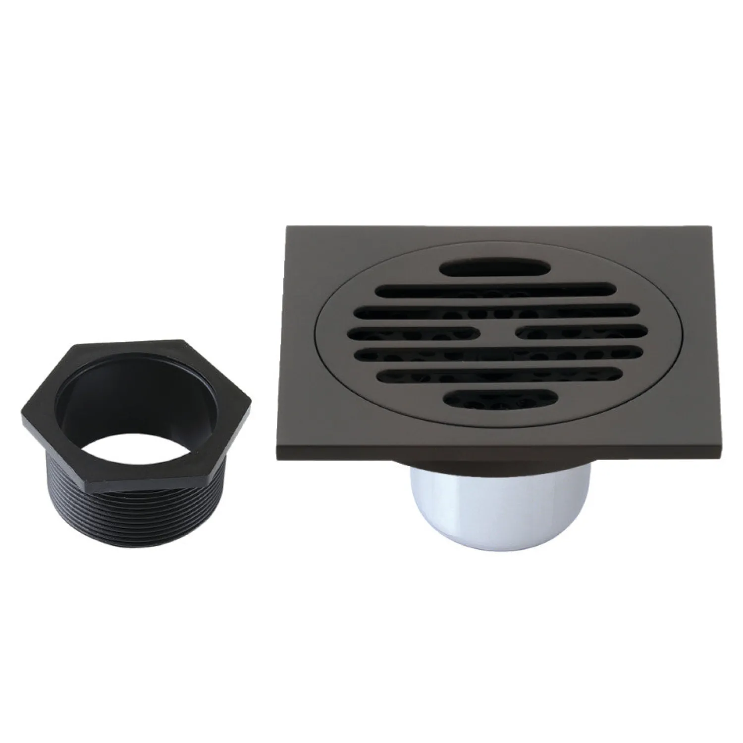 Best Symmetric 4" Brass Square Grid Shower Drain with Flange and Hair Trap Shower Drains
