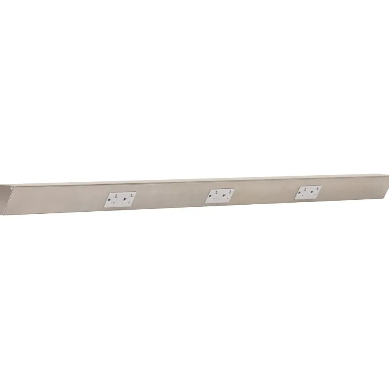Tamper Resistant Angle Under Cabinet Outlet Power Strip | Satin Nickel Finish Power Strips