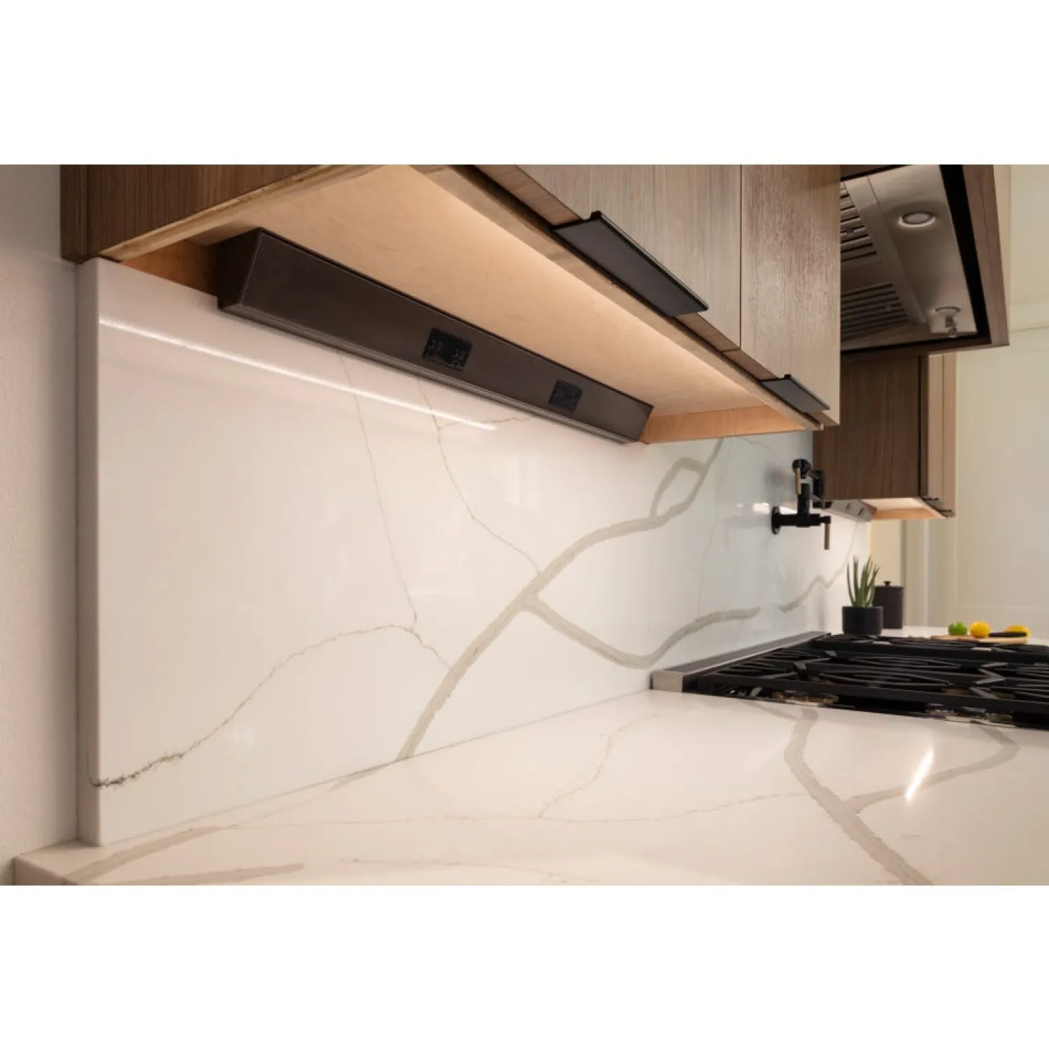 Best Tamper Resistant Angle Under Cabinet Outlet Power Strip | Bronze Finish Power Strips
