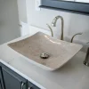 Sale Thin Lipped Deep Zen Sink in Polished Penny Grey Marble Above Counter / Vessel Sinks