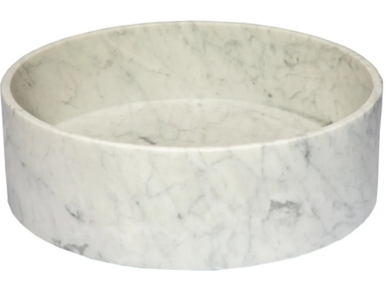 Hot Thin Lip Round Carrara Marble Column Vessel Sink Above Counter / Vessel Sinks
