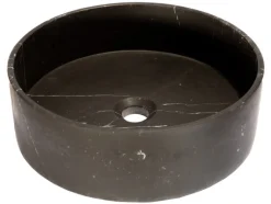 Outlet Thin Lip Round Nero Marquino Marble Column Vessel Sink Above Counter / Vessel Sinks