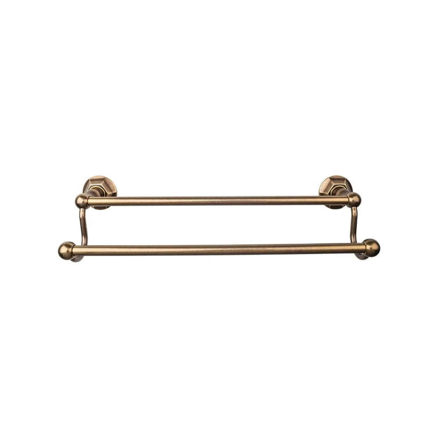Edwardian Double Bath Towel Bar - Hex Backplate Top Knobs|Towel Bars