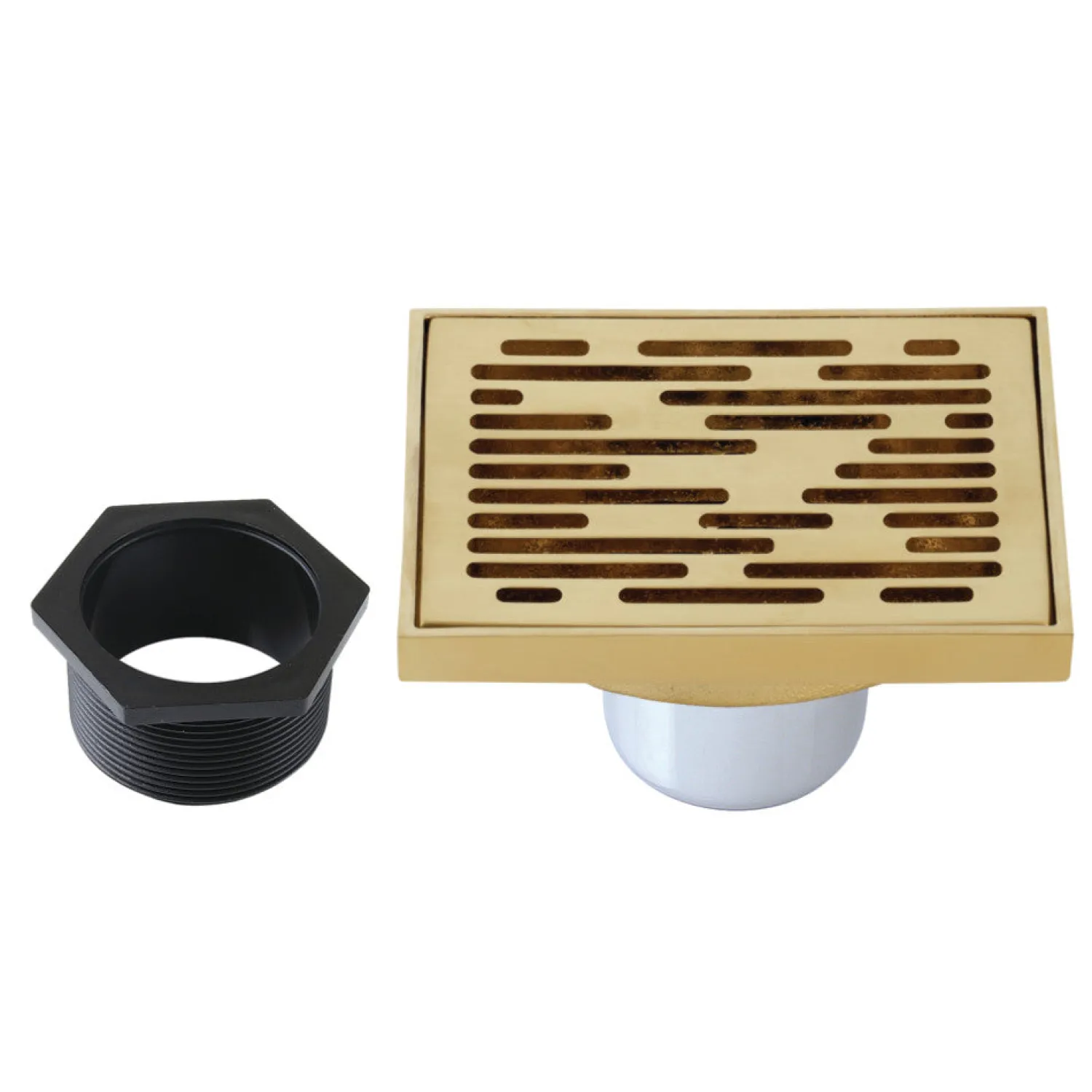 Best Transit 4" Brass Square Grid Shower Drain with Flange and Hair Trap Shower Drains