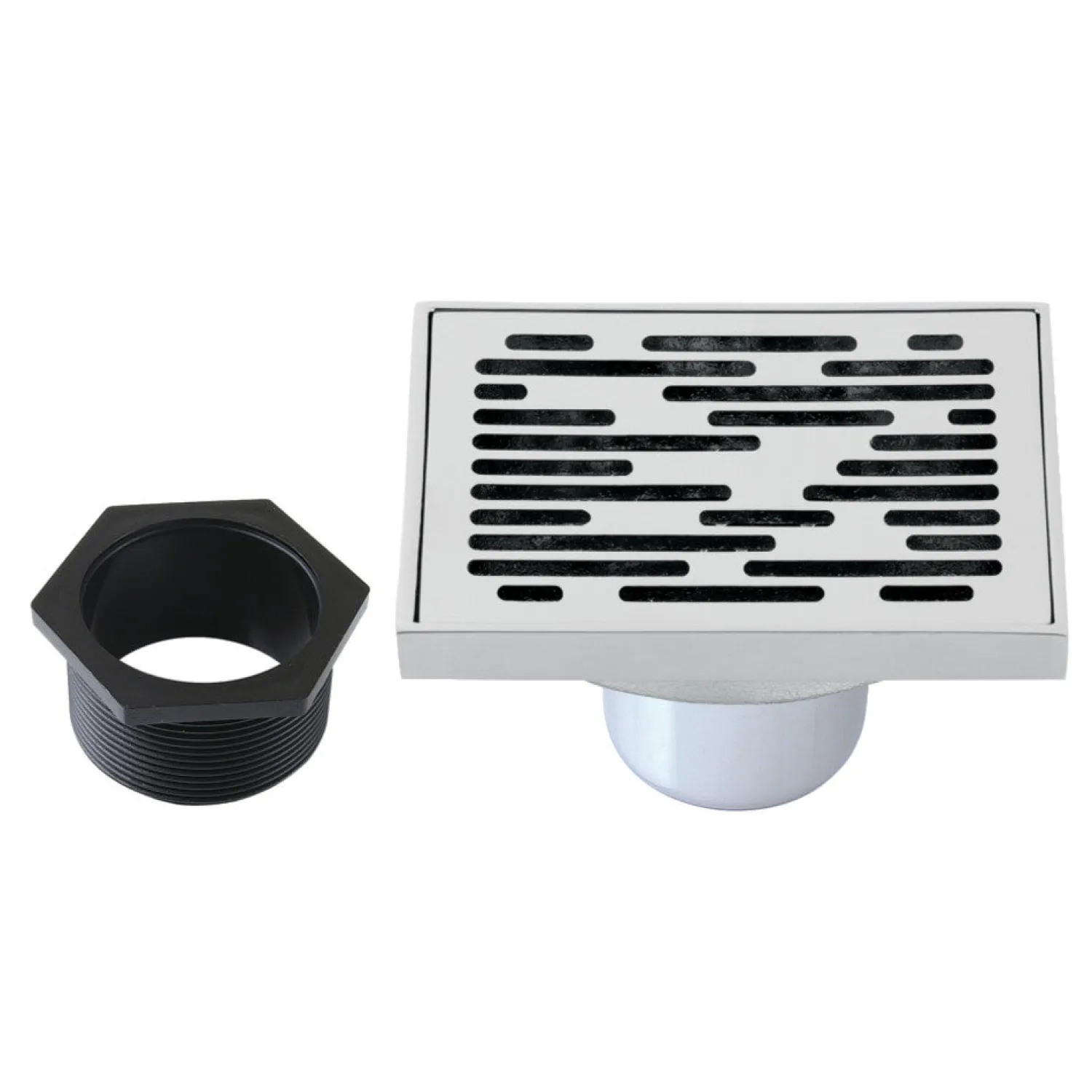 Best Transit 4" Brass Square Grid Shower Drain with Flange and Hair Trap Shower Drains