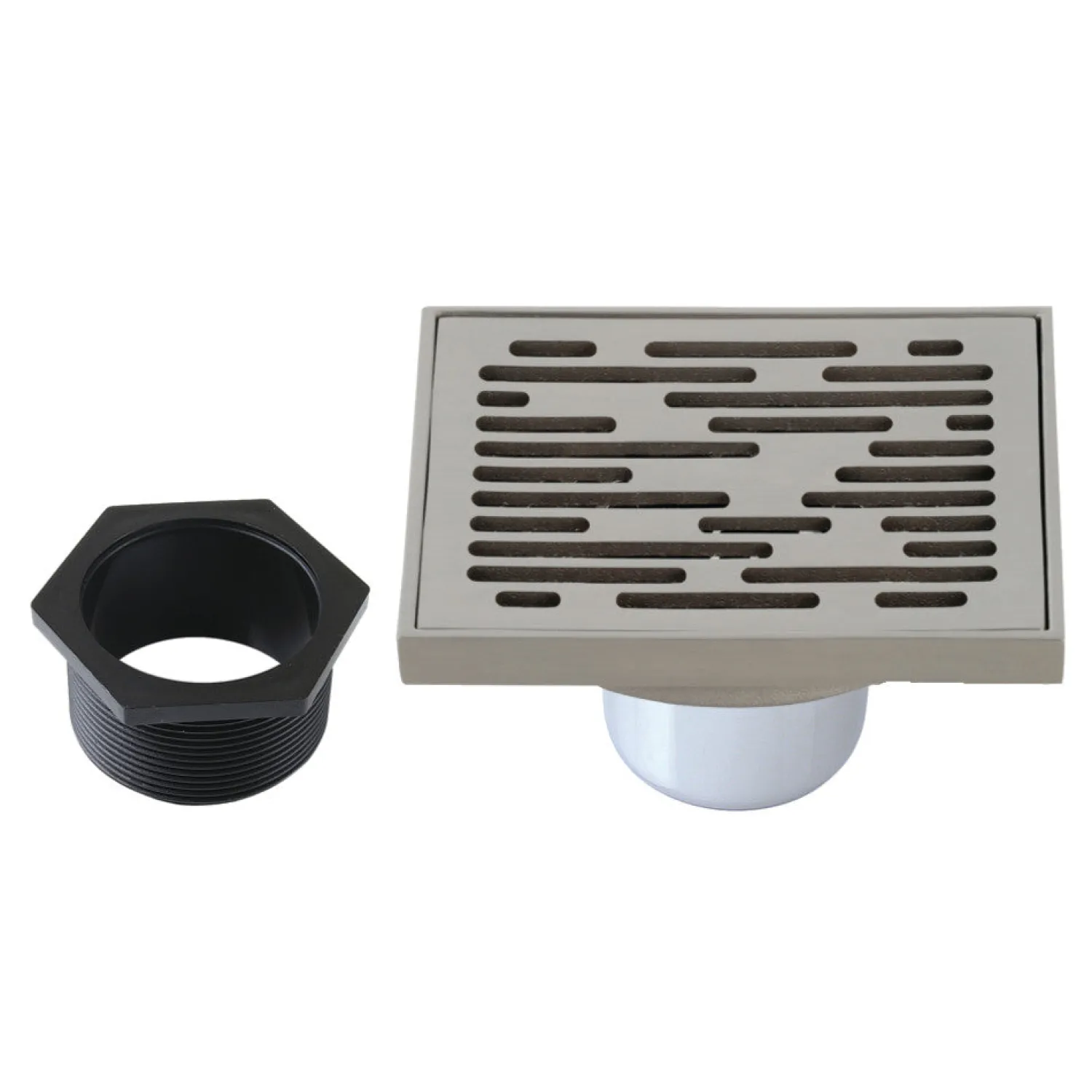 Best Transit 4" Brass Square Grid Shower Drain with Flange and Hair Trap Shower Drains