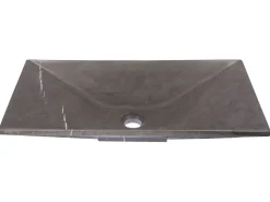 Ultra Modern Rectangular Vessel Sink in Honed Pietra Grey Marble Above Counter / Vessel Sinks