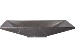 Ultra Modern Rectangular Vessel Sink in Honed Pietra Grey Marble Above Counter / Vessel Sinks