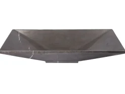 Ultra Modern Rectangular Vessel Sink in Honed Pietra Grey Marble Above Counter / Vessel Sinks