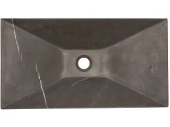 Ultra Modern Rectangular Vessel Sink in Honed Pietra Grey Marble Above Counter / Vessel Sinks
