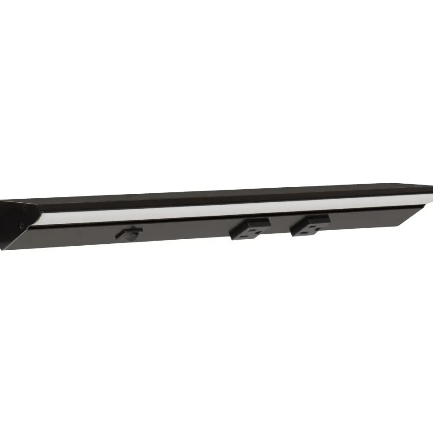 Under Cabinet Power Strip with High-Output LED Light in Black Power Strips|Cabinet Lighting