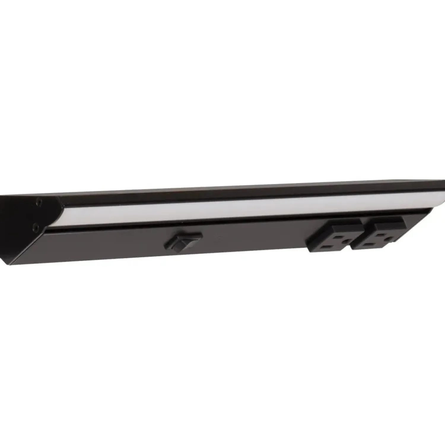 Under Cabinet Power Strip with High-Output LED Light in Black Power Strips|Cabinet Lighting