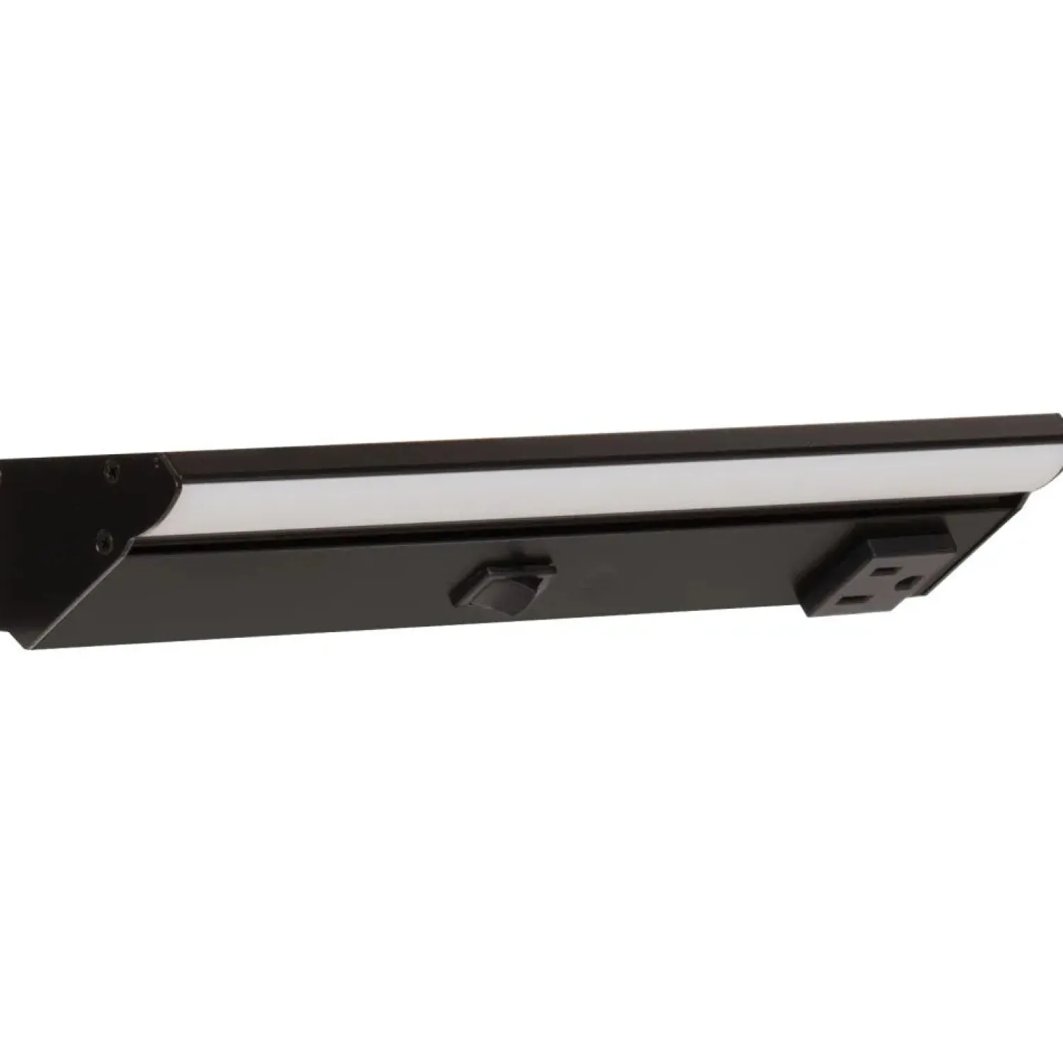 Under Cabinet Power Strip with High-Output LED Light in Black Power Strips|Cabinet Lighting