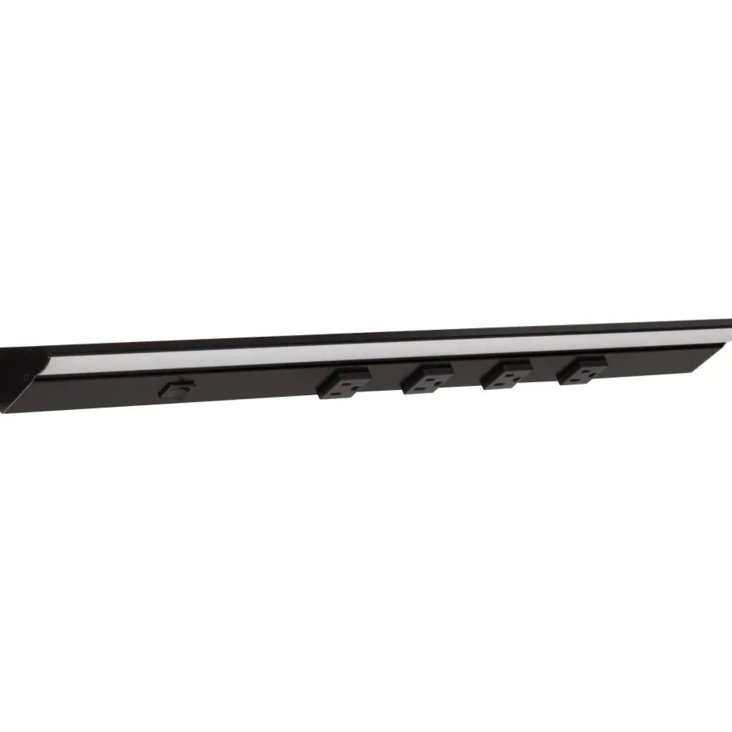 Under Cabinet Power Strip with High-Output LED Light in Black Power Strips|Cabinet Lighting