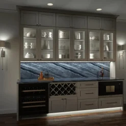 Under Cabinet Power Strip with High-Output LED Light in Bronze Power Strips|Cabinet Lighting