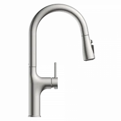 Clearance Arched Pull-Down Kitchen Faucet in Brushed Nickel Single Hole