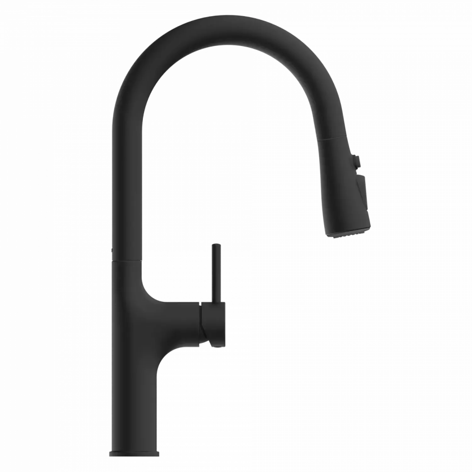 Hot Arched Pull-Down Kitchen Faucet in Matte Black Single Hole