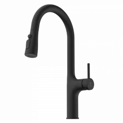 Hot Arched Pull-Down Kitchen Faucet in Matte Black Single Hole