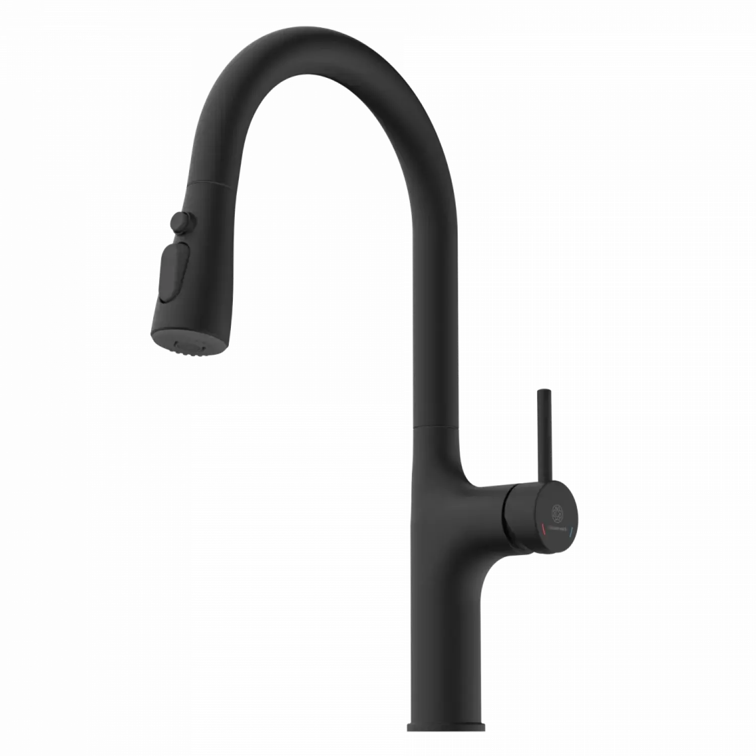 Hot Arched Pull-Down Kitchen Faucet in Matte Black Single Hole