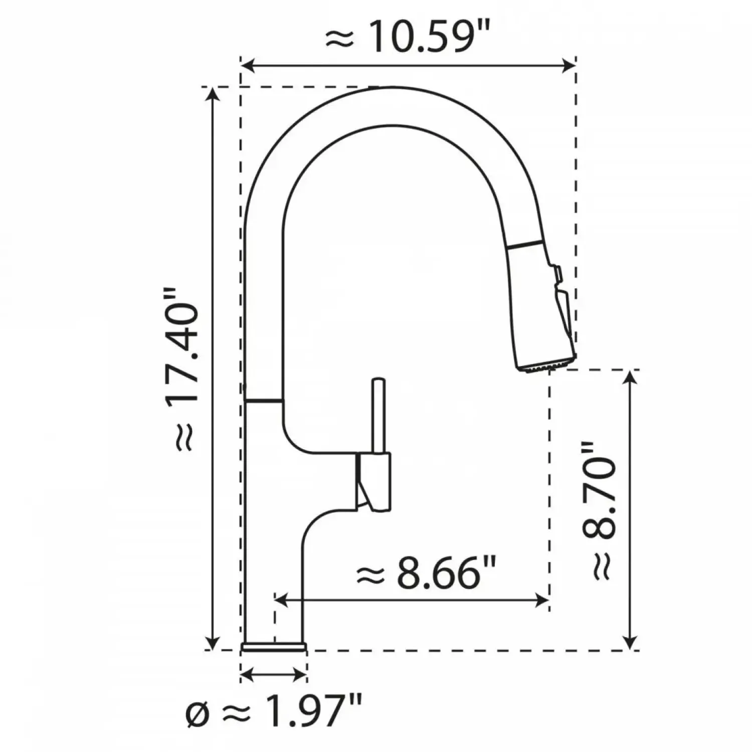 Hot Arched Pull-Down Kitchen Faucet in Matte Black Single Hole