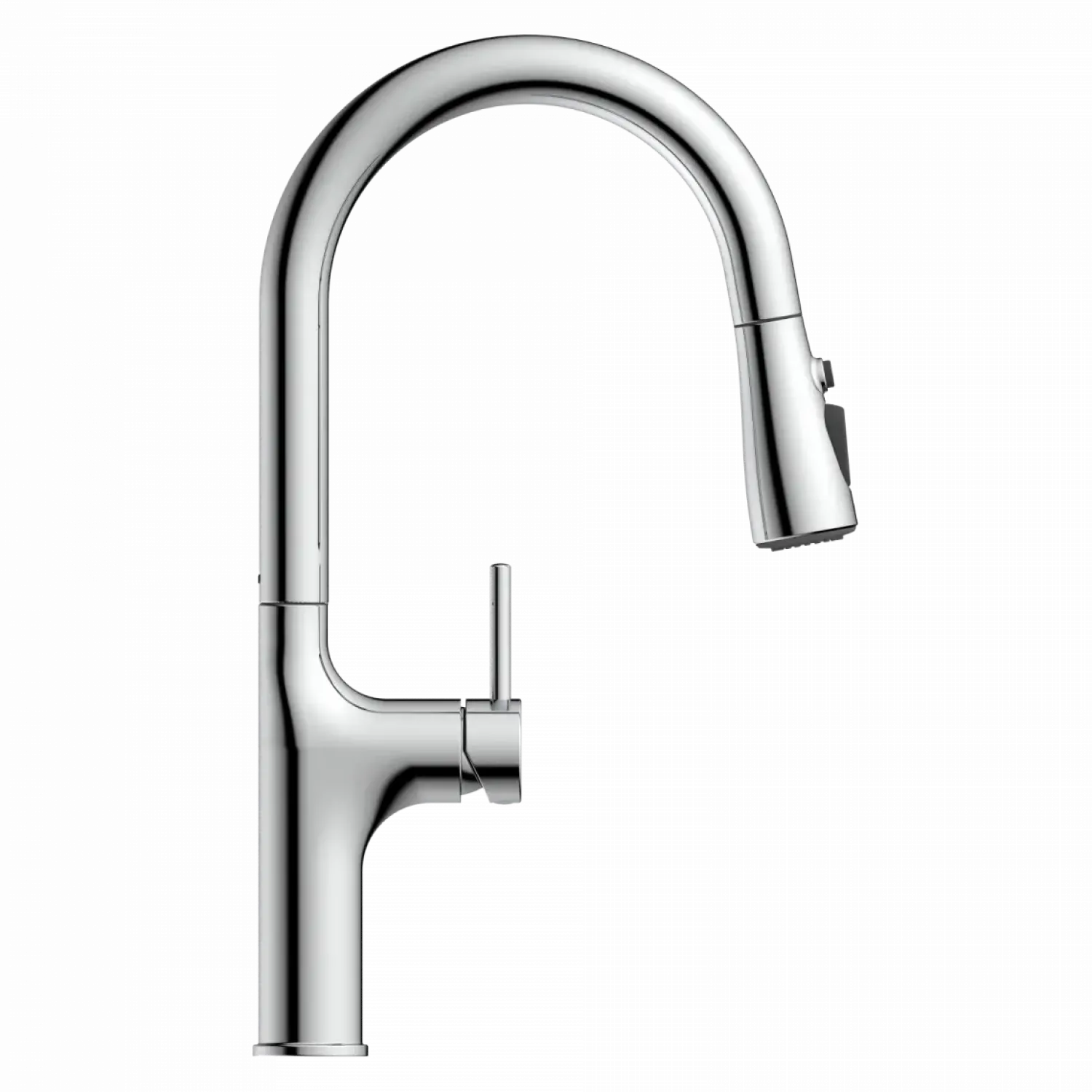 Outlet Arched Pull-Down Kitchen Faucet in Chrome Single Hole