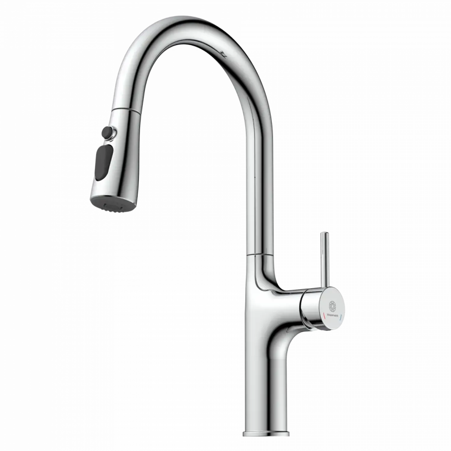 Outlet Arched Pull-Down Kitchen Faucet in Chrome Single Hole