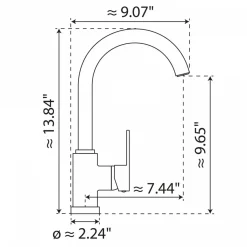 Outlet Curved Bar Faucet in Brushed Nickel Single Hole