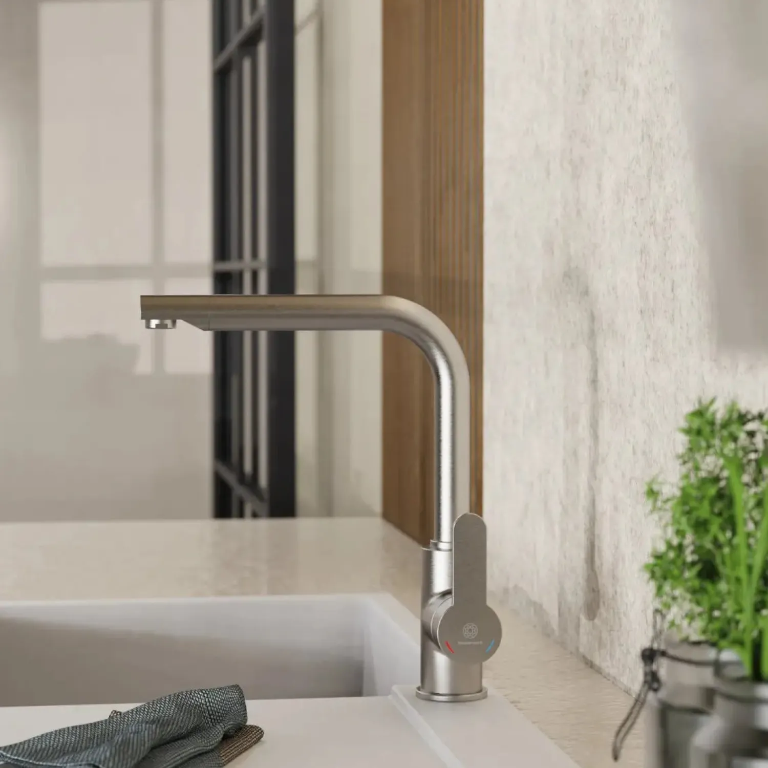 New Felis Single Hole Straight Kitchen Faucet in Brushed Nickel Single Hole