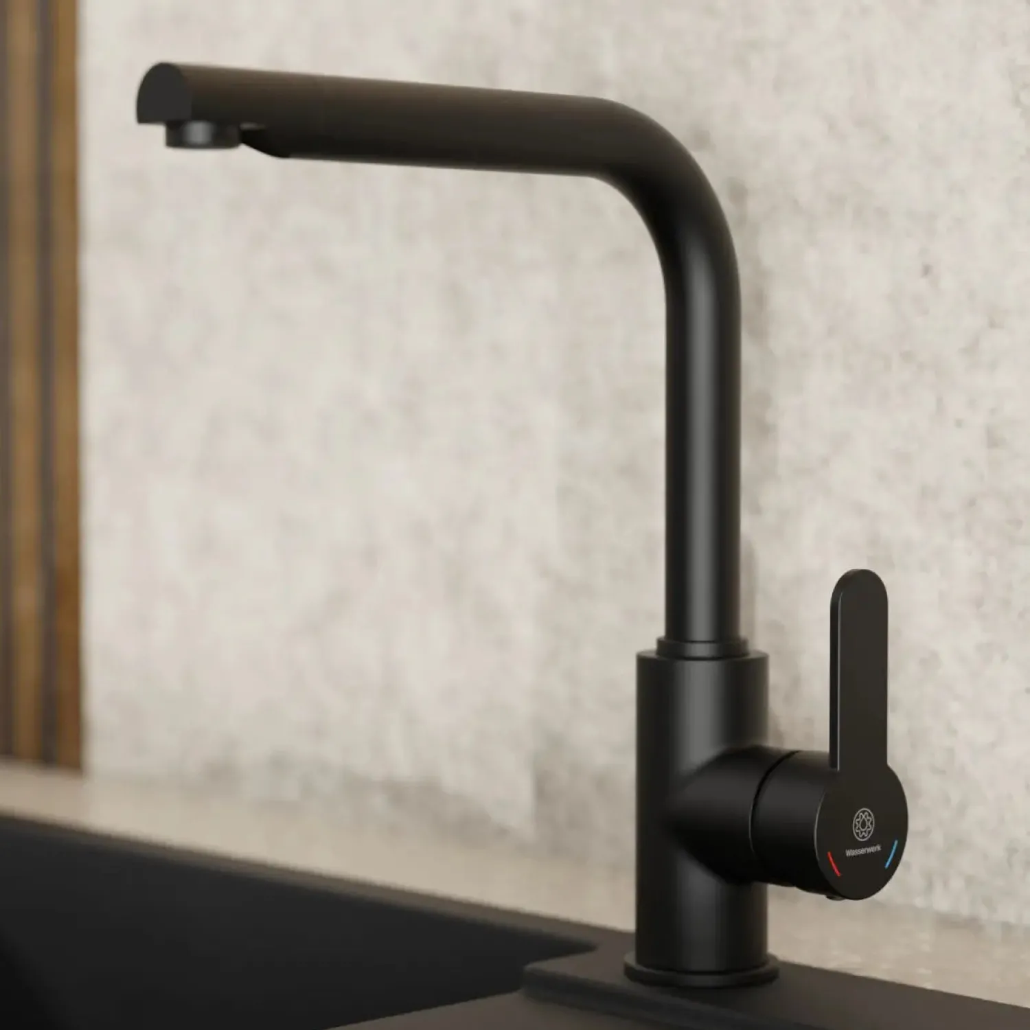 Hot Felis Single Hole Straight Kitchen Faucet in Matte Black Single Hole