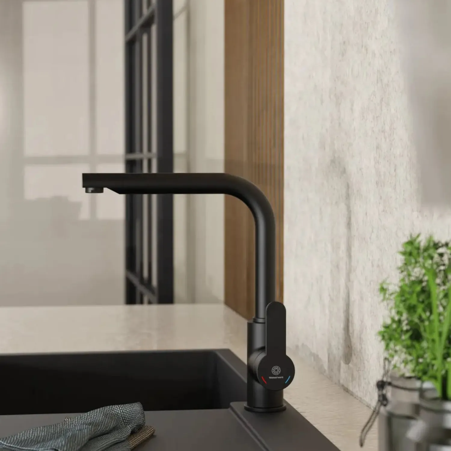 Hot Felis Single Hole Straight Kitchen Faucet in Matte Black Single Hole