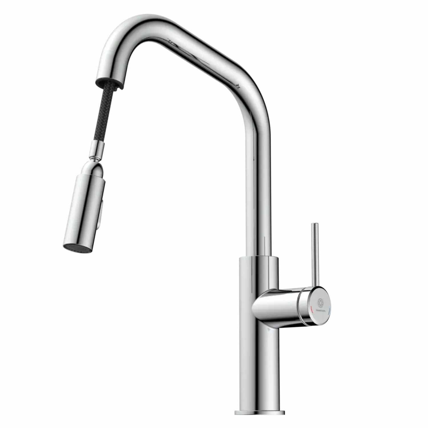 Outlet Kitchen Faucet with Angled Spout Pull-Down Sprayer in Chrome Single Hole