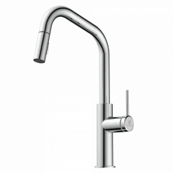 Outlet Kitchen Faucet with Angled Spout Pull-Down Sprayer in Chrome Single Hole