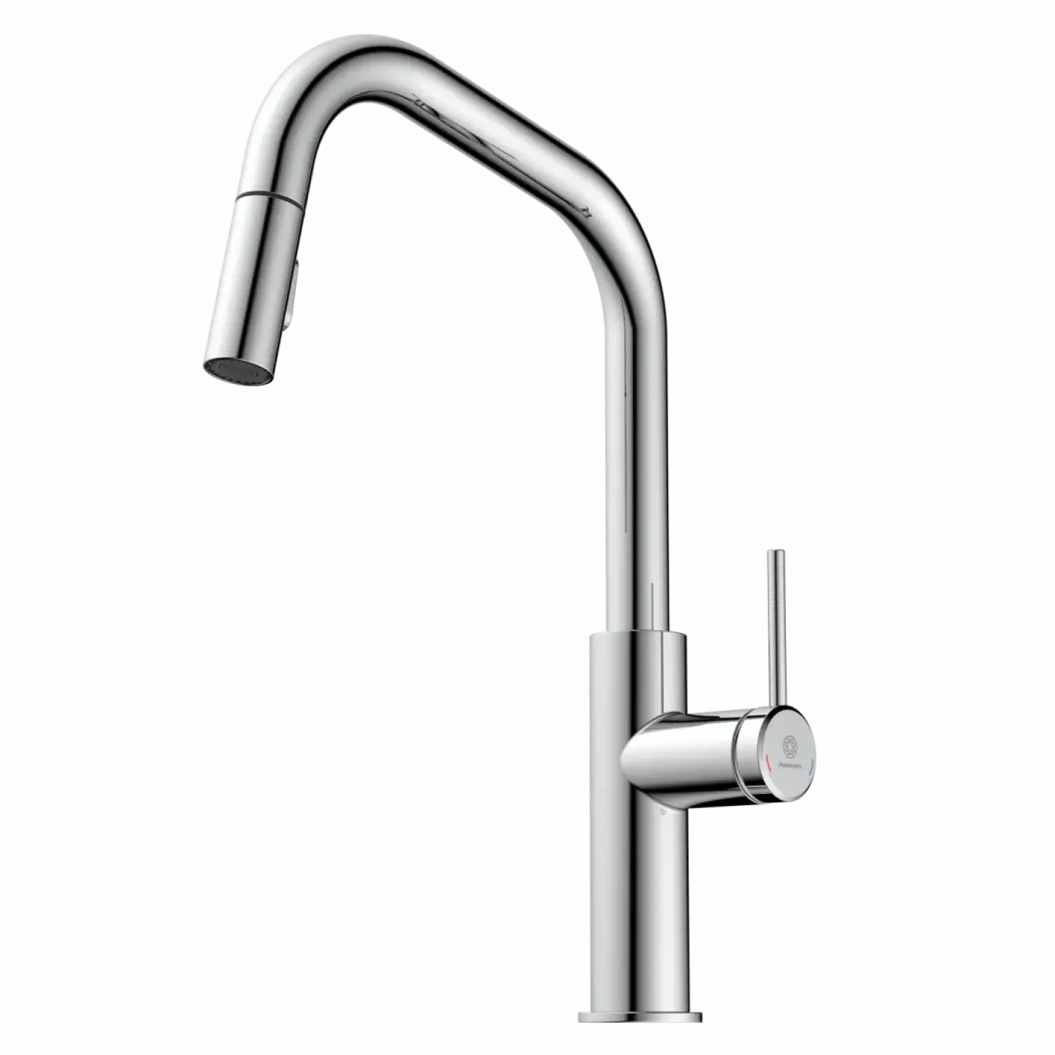 Outlet Kitchen Faucet with Angled Spout Pull-Down Sprayer in Chrome Single Hole