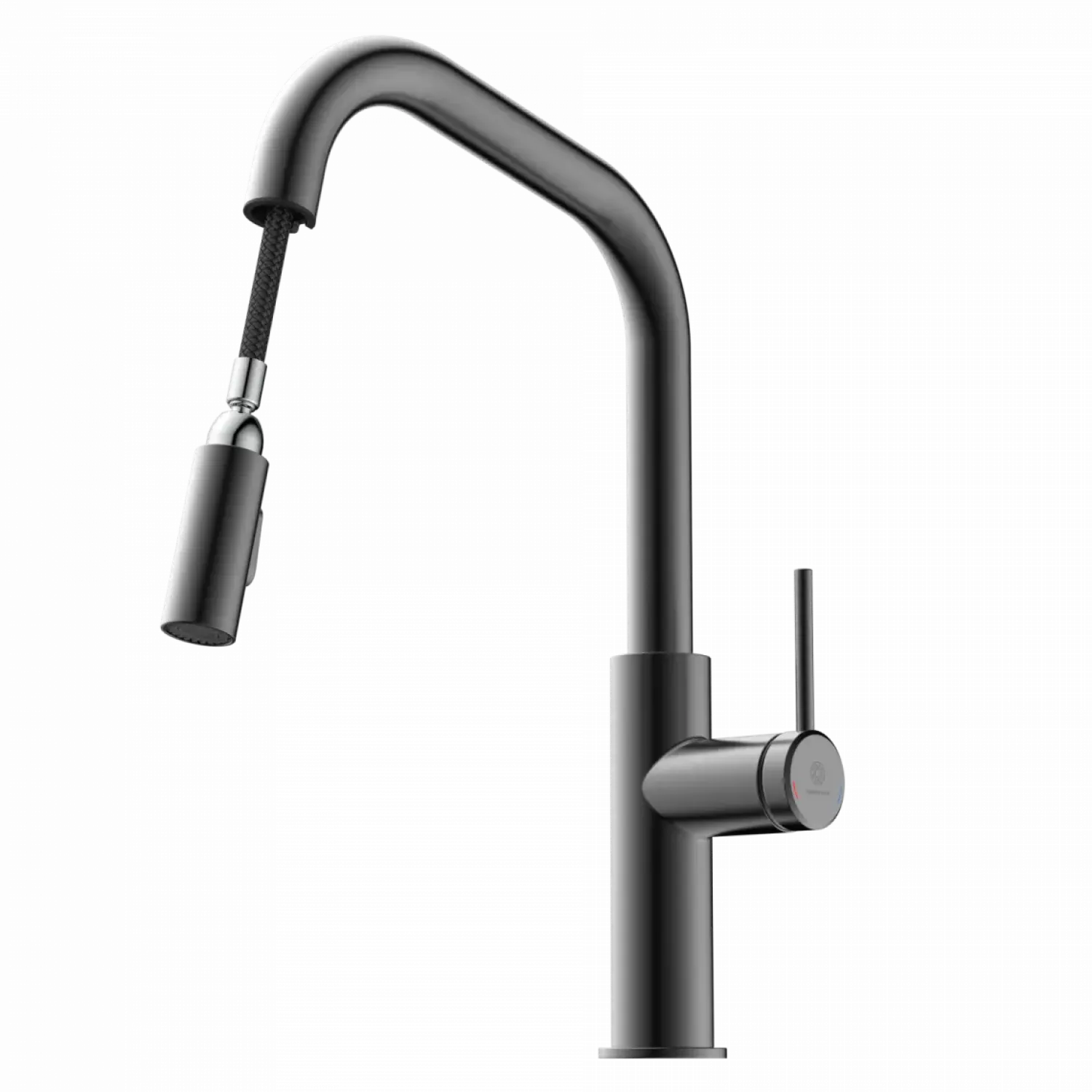 Clearance Kitchen Faucet with Angled Spout Pull-Down Sprayer in Matte Graphite Single Hole